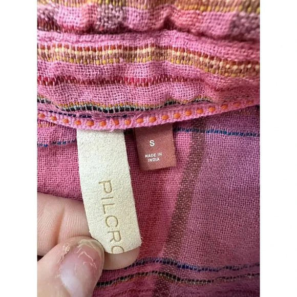 Pilcro Women's Pink Sleeveless Collared Plaid Button-Up Shirt Size Small - Picture 2 of 4